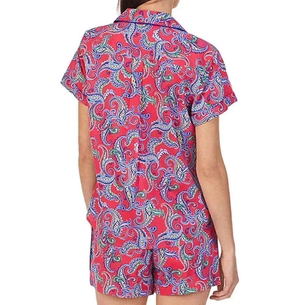 Lauren Ralph Lauren Paisley Two Piece Shorts Pajama Size XL